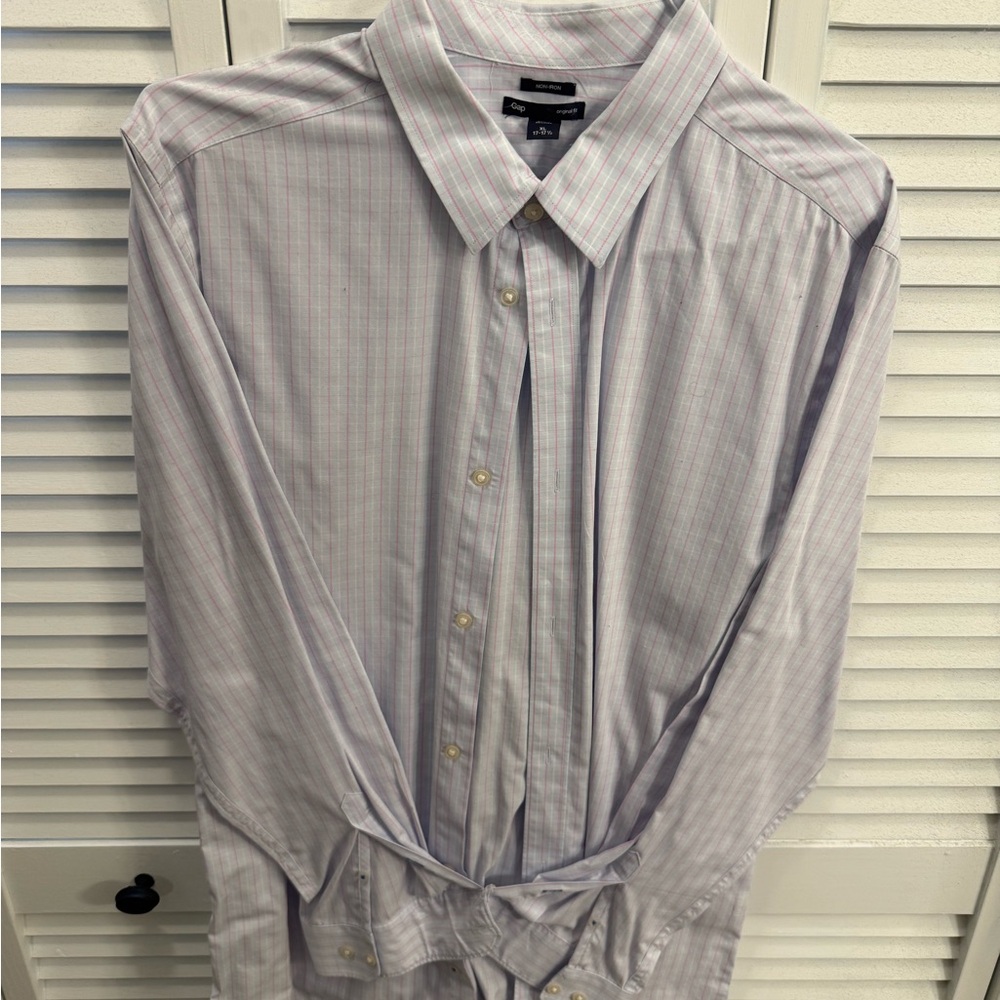 Men's Striped Button-Down Shirt 17-17.5